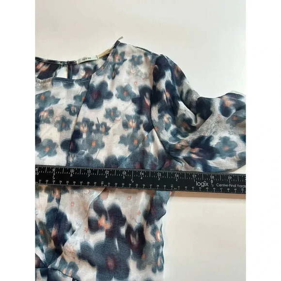 Kimchi Blue Dress Womens 0 Floral Watercolor Blue Open Back Sheer - Picture 9 of 15